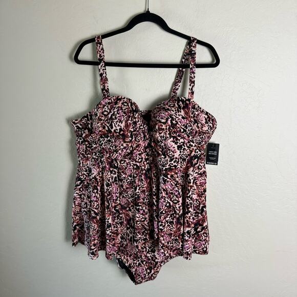 Torrid Leopard Pink One Piece Swimsuit 3X NWT D/DD 15900342 - Picture 5 of 14